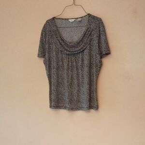 Laura Ashley Short Sleeve Blouse with Scoop Neck, Sz PL